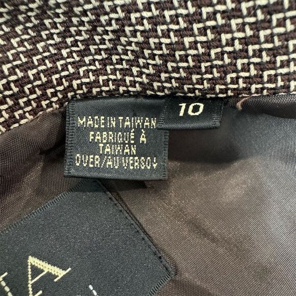 Dana Buchman Women Brown Wool Moto Jacket Size 10 Asymmetric Zip - Picture 10 of 13